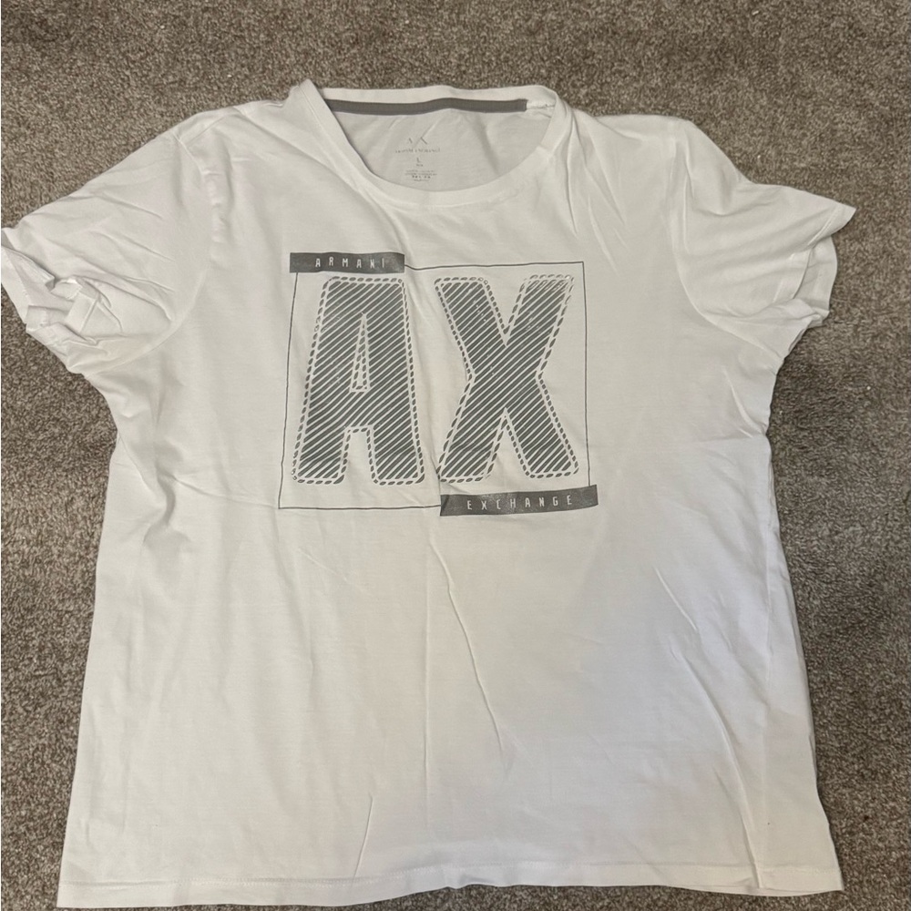 Armani Exchange Gray and White Tee